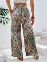 Women's 2026 Summer Versatile Printed Elastic Waist Wide Leg Pants