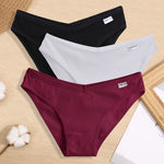 3PCS Women Cotton Panties Female Sexy Intimates Low Rise G-String Thongs Ladies Bikini Girl Solid Color Underwear Soft Lingerie