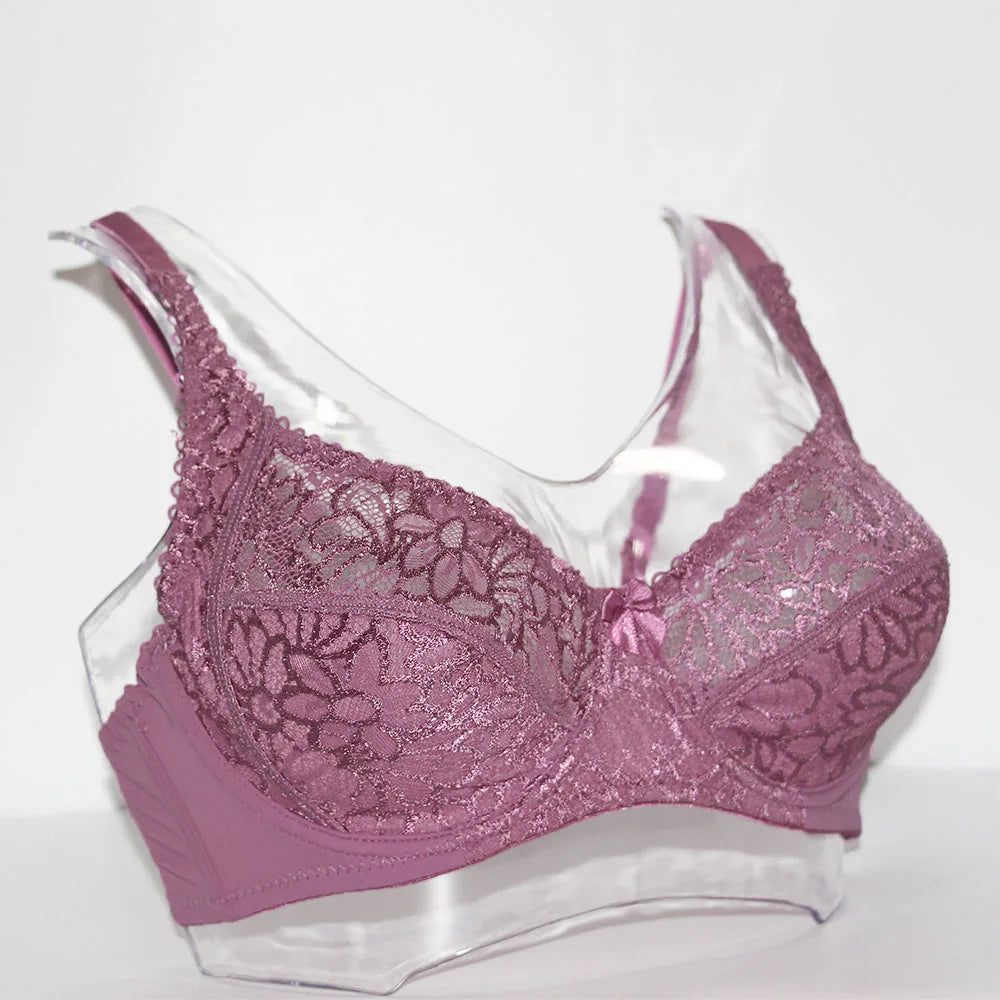 Womens Lager Bosom Lace Perspective Bra Sexy Lingerie Underwire Embroidery Floral Bralette Plus Size Brassiere B C D DD E F Cup
