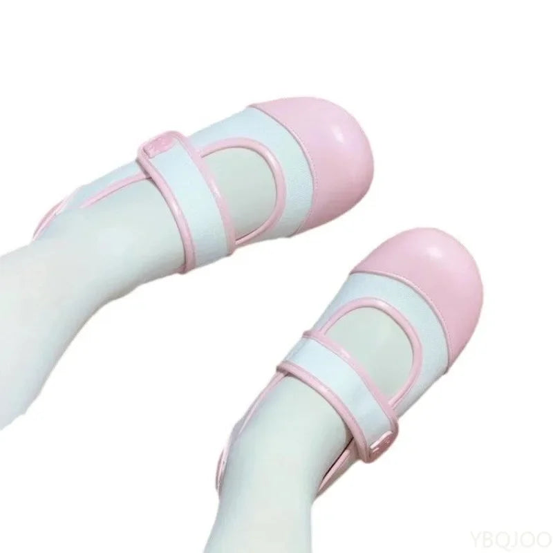Small Cute Round Toe Flat Sole Shoes 2026 Spring and Summer Versatile Color Blocked Casual Simple Daily Not Tiring Women's Shoes