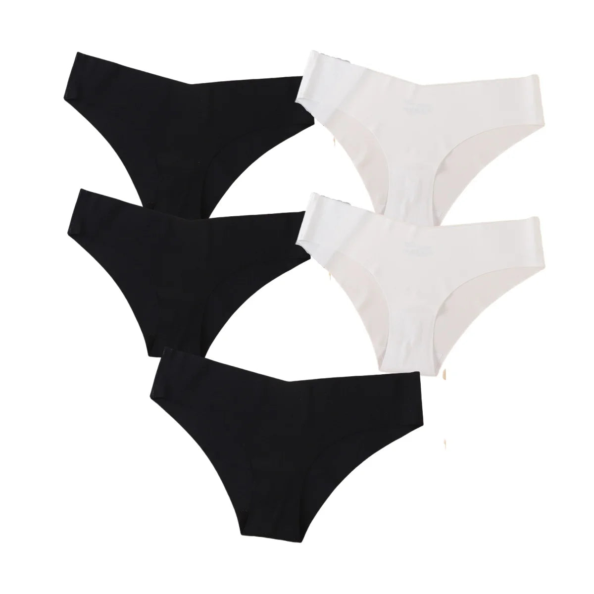 5Pcs/Set Women Panties Seamless Classic Briefs Female V-waist Underpants Soft Ice Silk Panties Sexy Lingerie Low-Rise Underwear