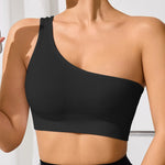 Women's Yoga Running Fitness Tops One Shoulder Sexy Strap Sports Tank Top One Shoulder Tight Solid Colour Running Underwear