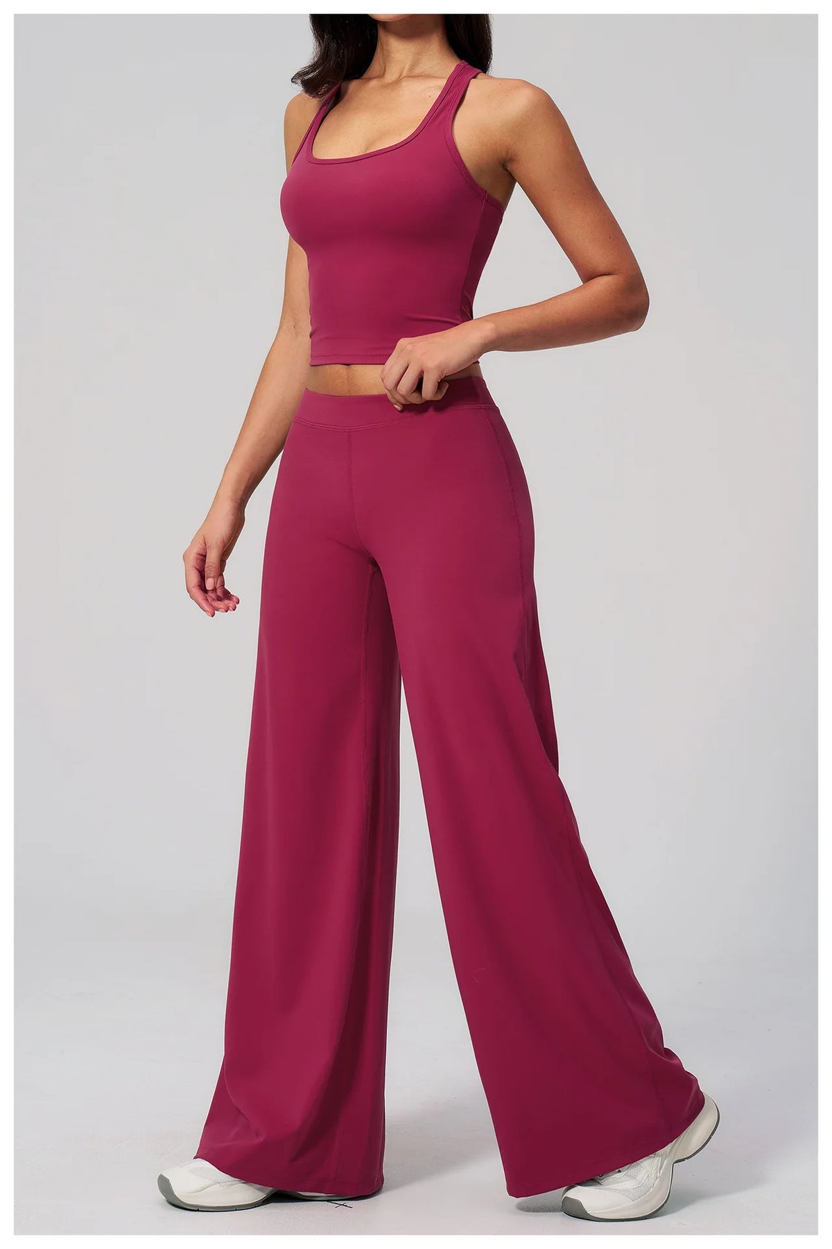 Women's Summer Two Piece Yoga Sets Slimming Sports Tank Top Lifted Buttocks High Waist Flare Pants Gym Fitness Suits Tracksuit