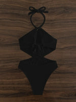 Sexy One Piece Swimsuit 2024 Women Black White Hollow Out Backless Beach Bodysuit Brazilian Bathing Suit Tummy Control Beachwear
