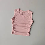 Women's Summer Nude I-Shaped Yoga Sports Vest Slimming Quick Dry Pleated Top for Fitness And Sports Activity