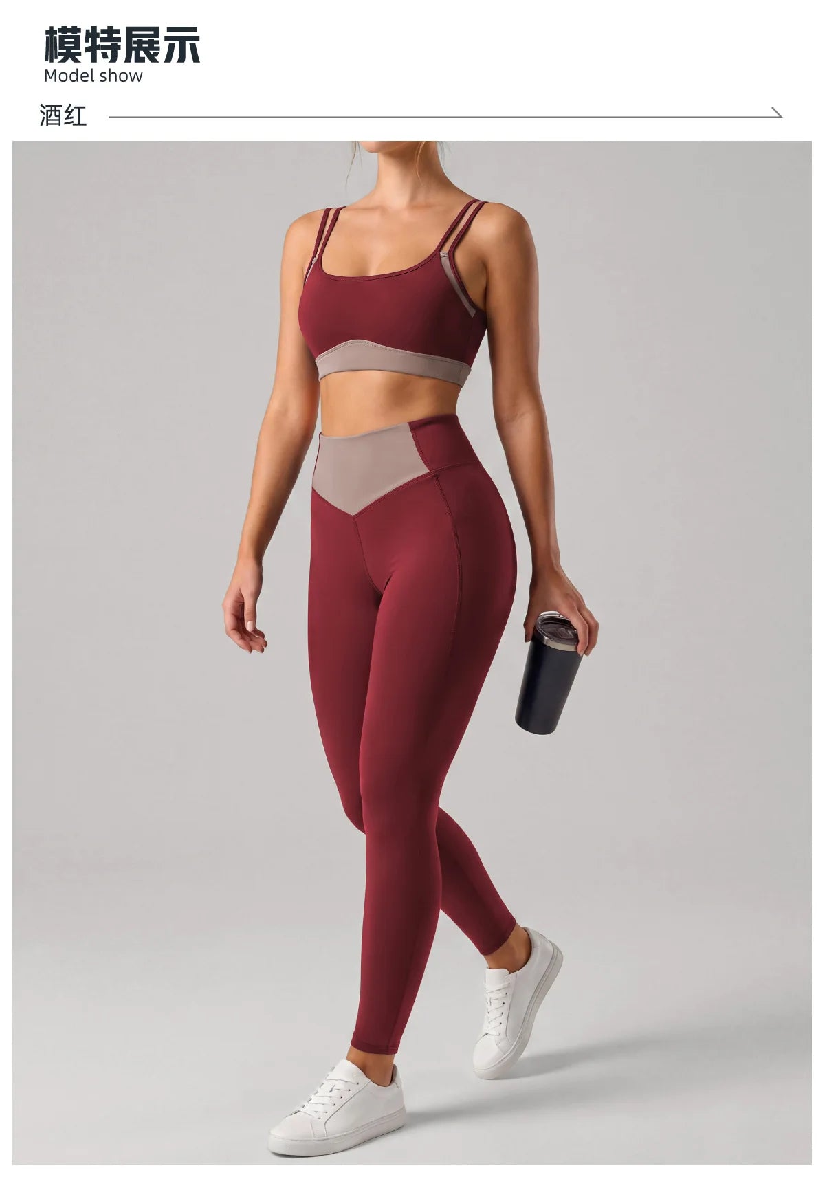 Summer Color-block Yoga Sets Women Thin Strap Open Back Shockproof Sports Bra Tight High Waist Leggings Training Fitness Suits