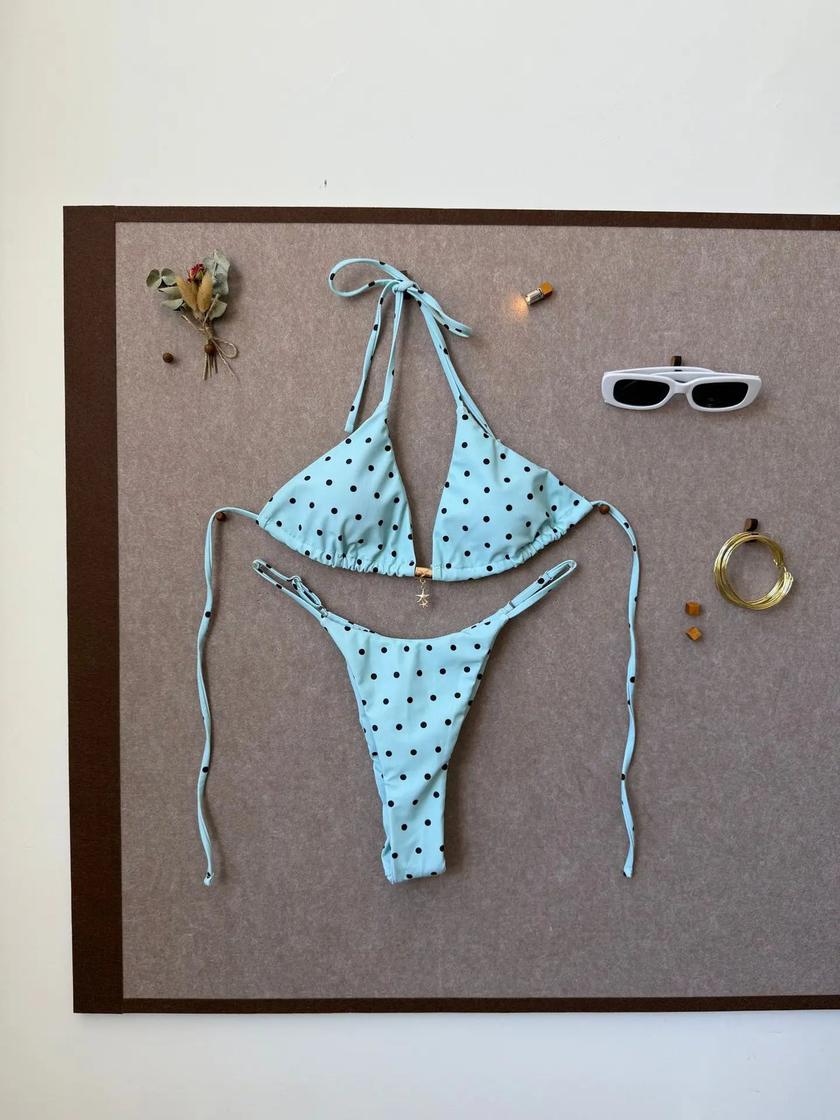 Sexy Pink Polka Dot Print Patchwork Micro Bikini 2026 Women Halter Push Up Bra Triangle Swimsuit Summer Bathing Suit Swimwear