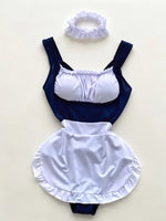 Cute LolitaMaid Bunny Costume Set With Apron Ruffle Cosplay VacationPerfect Halloween Outfit Halter Dress Set Outfit Style
