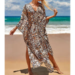 Sexy Zebra Printed V Neck Tunic Beach Cover Up Cover-ups Beach Dress Beach Wear Beachwear Beach Long Dress Female Women V4159