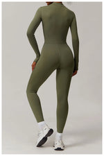 Zipper Workout Jumpsuit Sports Overalls Women Gym Clothing Running Long Sleeves Fitness Gym Tracksuit Short Sportswear Yoga Set