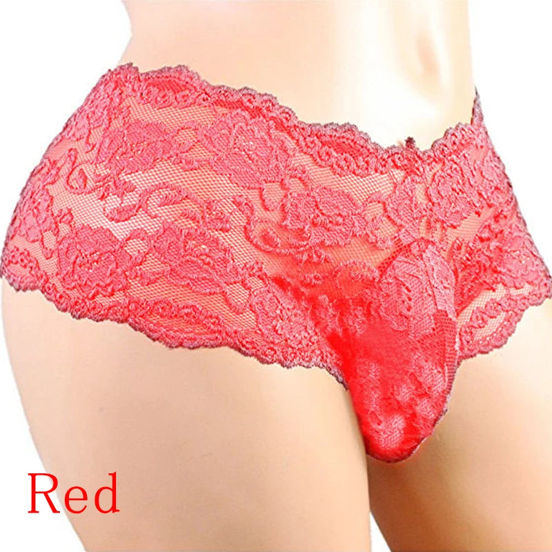 Men's Underwear Sexy Lingerie Sexy Panties Plus Siz Lace Sissy Male Breathable Jockstrap Briefs G-String Thongs Porno Underpants