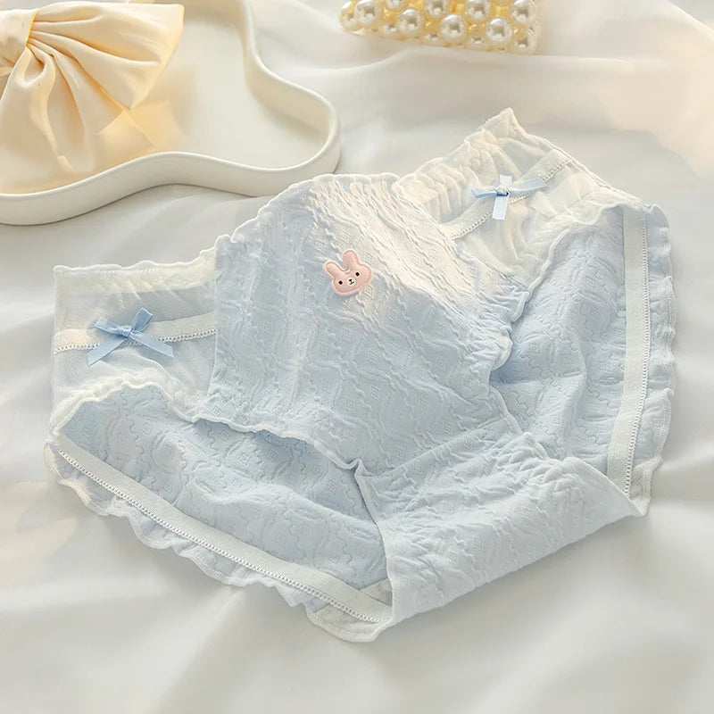 1/5pcs Women's Underwear Panty Cotton Lace Panties Girls' Bow Comfort Briefs Mid Waist Seamless Underpants Female Sexy Lingerie