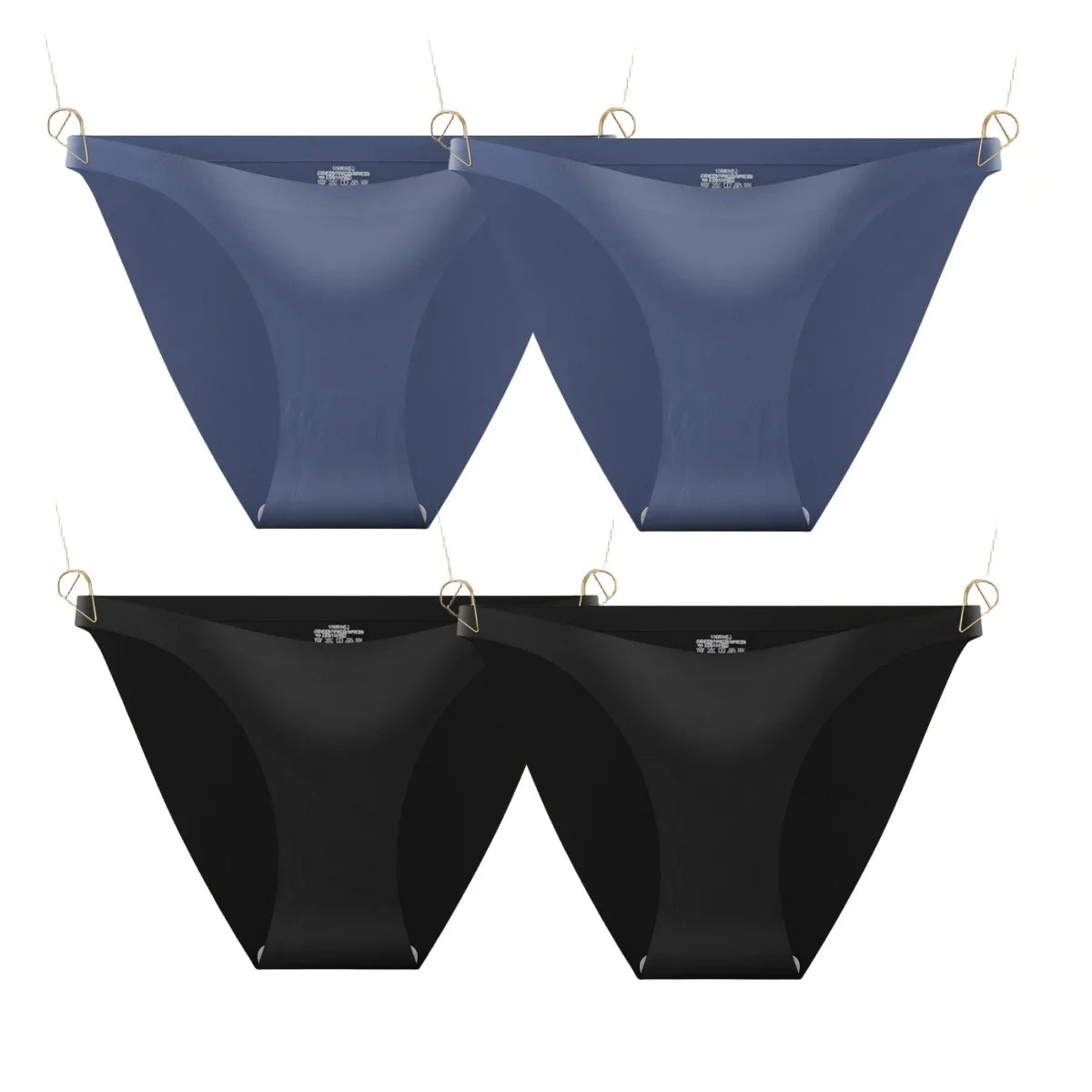4Pcs/Set Ice Silk Bikini Panties Women Sexy Briefs Low Rise Underwear Seamless Underpants Solid Color Ultra-thin Lingerie M-XL