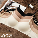 2PCS/Set Seamless Bras For Women Wireless Underwear 1/2 Cup Bra Female Wirless Sexy Lingerie Soft Padded Thin Intimates