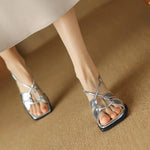 Summer New Model Fashion Middle Heeled Women's Sandals Black Buckle Open-toe Comfortable Hollow-out Women's Shoes High 3.5cm