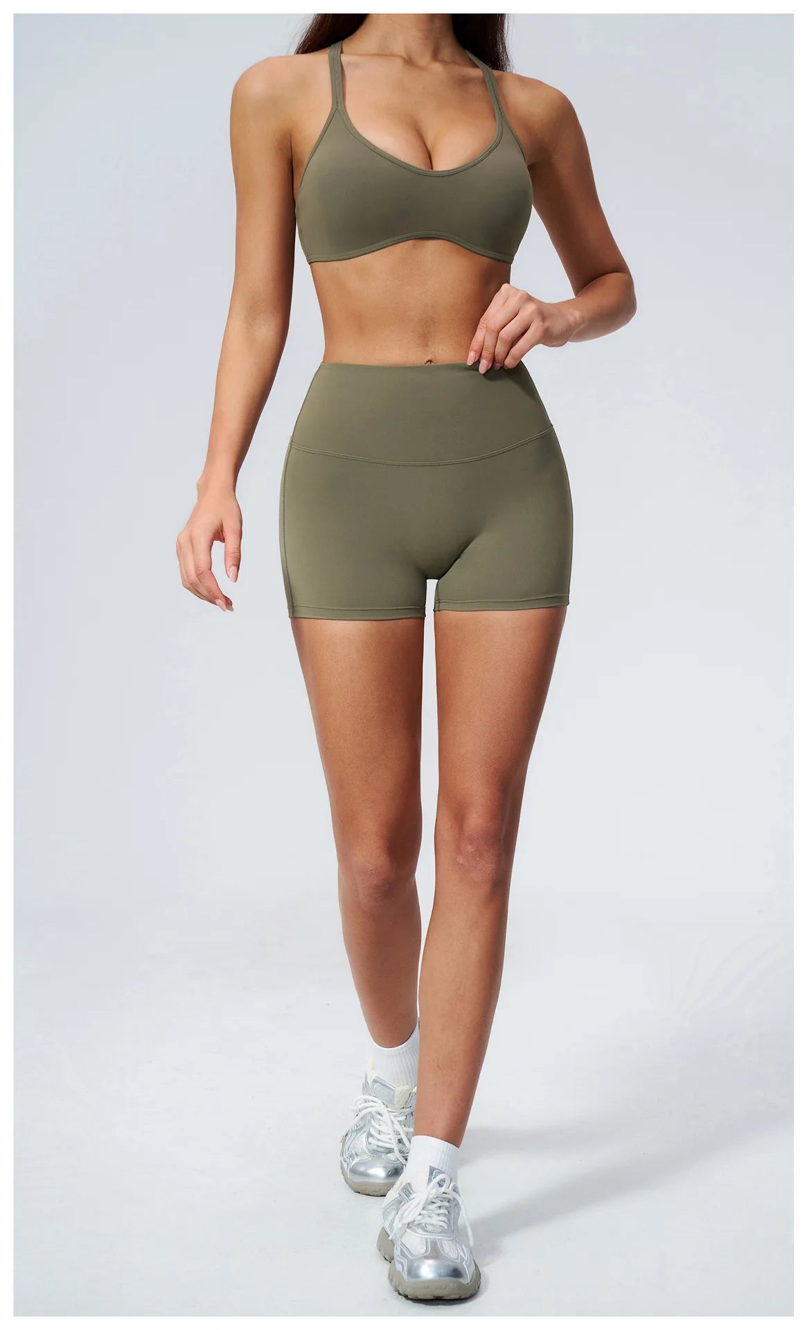 2 Piece Summer Yoga Sets for Women Hollow Back Cross Sports Bra Fitness Clothes Tight High Waist Shorts Running Workout Clothes