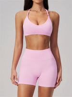 2 Pieces Seamless Yoga Sets Women Solid Color Sports Bra Tight Fitting Peach Buttocks Shorts Fitness Suit Gym Running Tracksuit