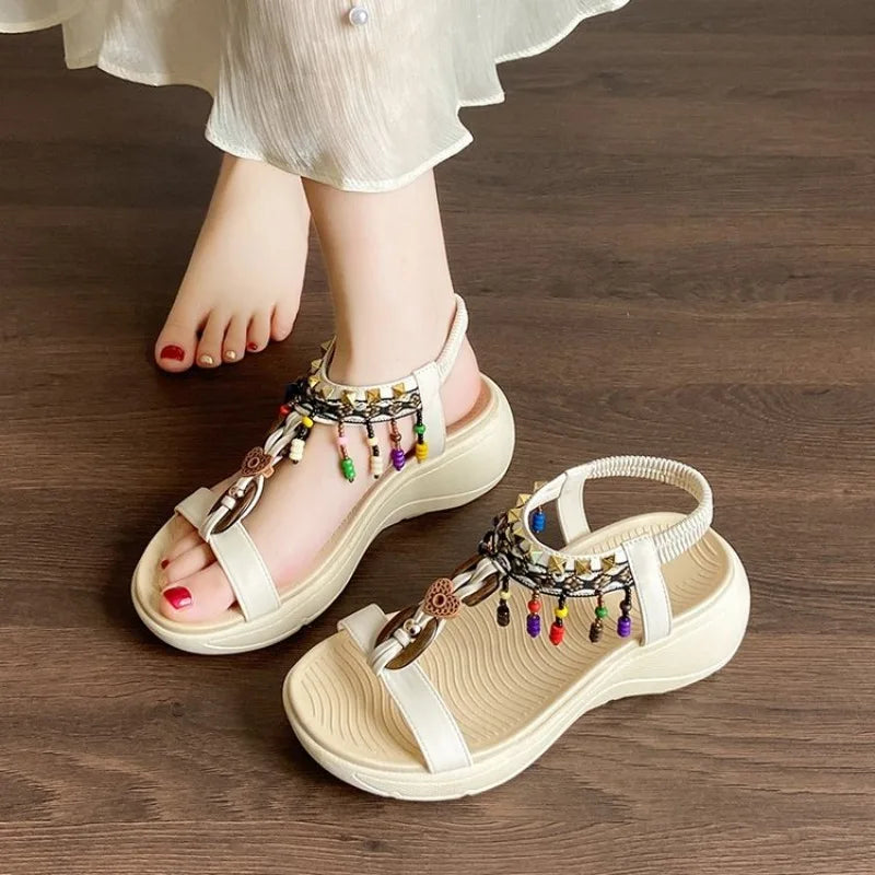 Women's SandalsSummer Soft Bottom Anti Slip Sweet Tourism Vacation Beach Flat Shoes Women's Sandals