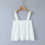New Style Vacation Casual Lazy Style Pure White Simple Basic Lace Camisole Backless Deep V Suspenders Sleeveless Charming XNKI