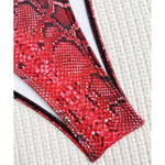 New Sexy Snake Skin Halter Monokini Women Swimwear One Piece Swimsuit Female Tummy Cut Out Bather Bathing Suit Swim Lady V3056