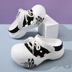 2026 New DIY Lace-up Fashion Clogs For Women Platform Slippers Thick Sole Summer Shoes Female Street Sandals Home Beach Slides