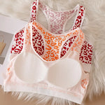 Seamless Bra Set Women Leopard Y-Shape Wireless Bra Low Waist Panties Sexy Lingerie Sport Brassiere Female Underwear Set