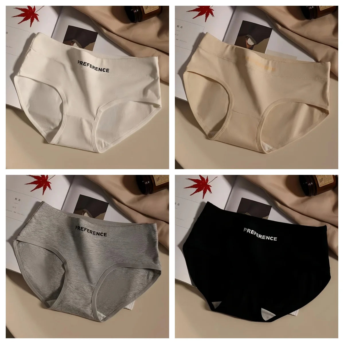 4Pcs/Set Cotton Panties Women Mid Waist Briefs Breathable Intimates Breathable Comfort Underwear M-2XL Soft Panties