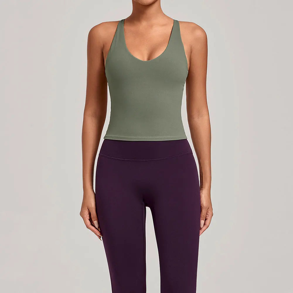 Women Sports Yoga Vest With Cross Shoulder Straps Quick Drying Sexy Yoga Bra Gym Breathablefitness Push Up Training Sports Vest