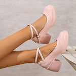 Fashion Ankle Strap Mary Janes Women 2026 PU Heel Pumps WomanParty High Heels Shoes Female
