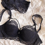MOYISU Sexy French Lace Bralette Small Bust Cup Bra Set with Removable Straps & Push Up Pads, Soft Underwire Thin Girls Bra Top