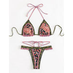 5 Colors Sexy Printed Halter Frilled Bikini Women Swimwear Female Swimsuit Two-Pieces Bikini Set Bather Bathing Suit Swim V4651