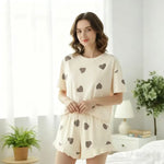 New women's sleepwear casual women's home wear ruffled short sleeved sleepwear shorts loose and comfortable two-piece set