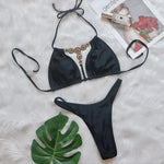DEKA New Sexy One-shoulder Bikini Female Thong Swimsuit Women Diamond Swimwear Two-pieces Bikini Set Bather Bathing Suit Swim