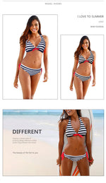2026 Sexy Bikini Striped Swimwear Swimsuit Women Halter Bikinis Set Bathing Suit Female Push Up Banadores Mujer Bikini Brasileno