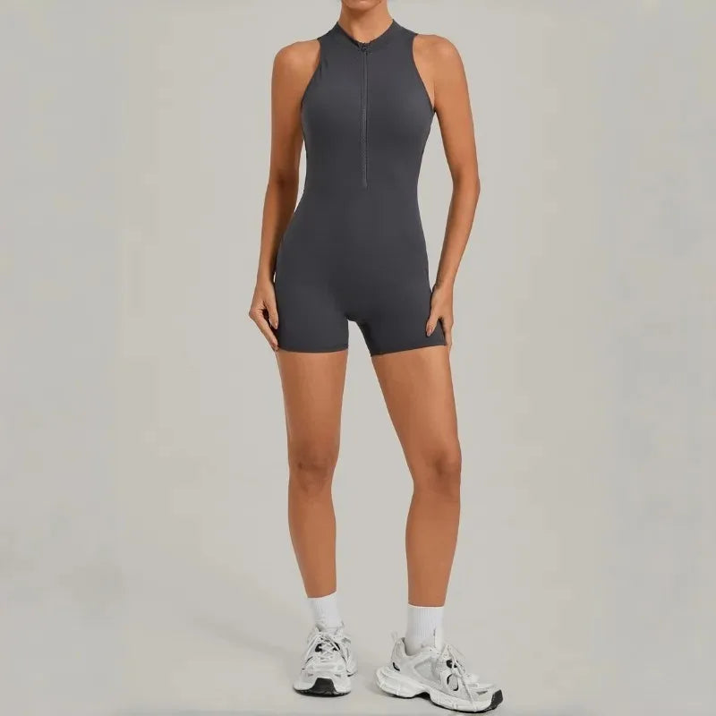 Women's Seamless Yoga Jumpsuits Sports Running Fitness Backless Sleeveless Hip-lifting One-piece Workout Gym Shorts Bodysuits