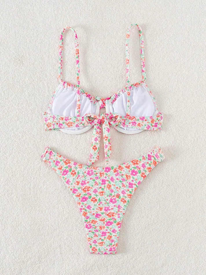 New Sexy Floral Print Push Up Bikini 2024 Women Swimwear Female Swimsuit Two Pieces Thong Bikini Set Bather Bathing Suit Beach
