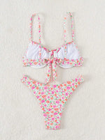 New Sexy Floral Print Push Up Bikini 2024 Women Swimwear Female Swimsuit Two Pieces Thong Bikini Set Bather Bathing Suit Beach