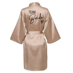 Wedding Party Team Bride Robe With Black Letters Kimono Satin Pajamas Bridesmaid Bathrobe SP001