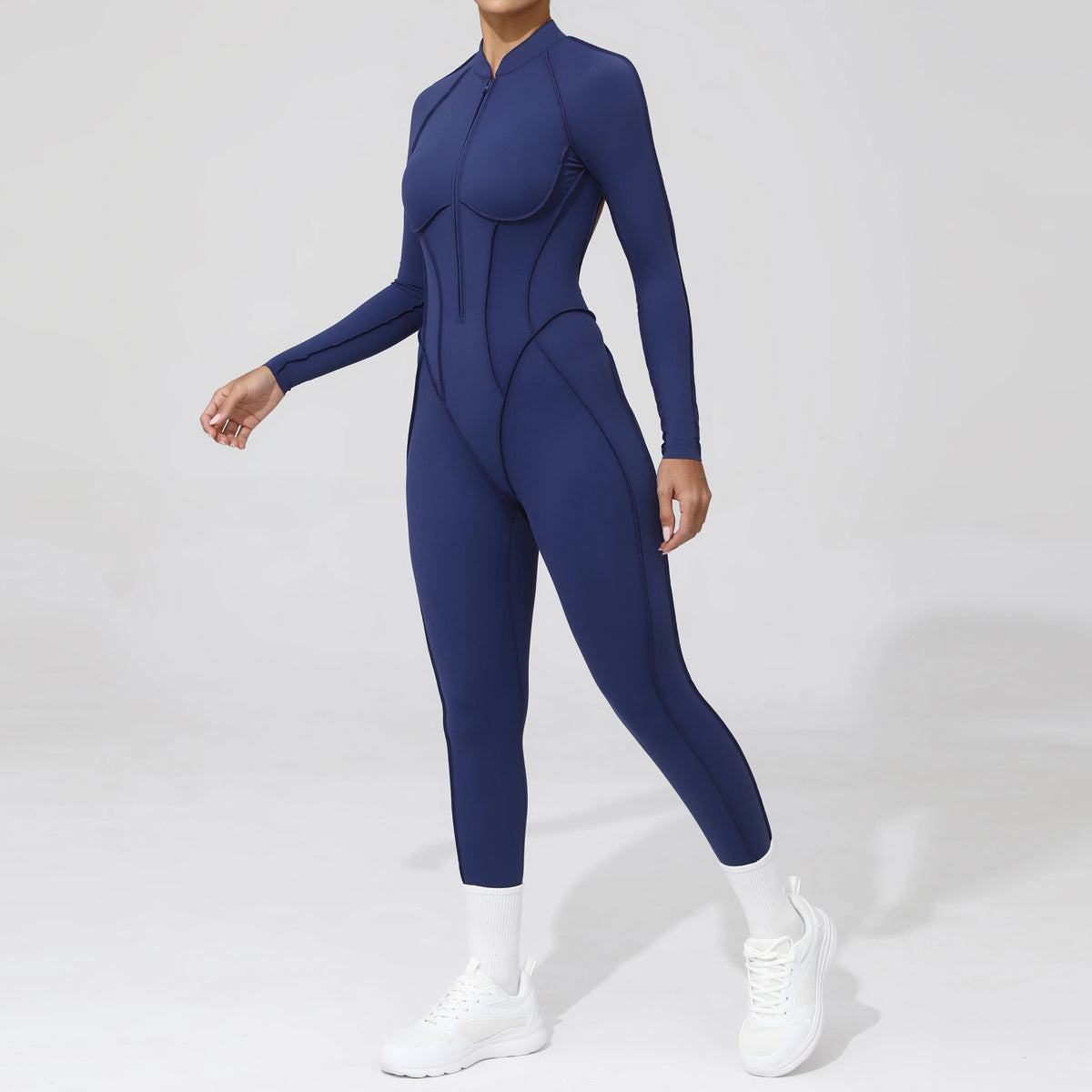 Padded Women Long Sleeve Sport Yoga Jumpsuit Workout Clothes for Women Sportwear Backless Zipper Fitness Gym Outfit