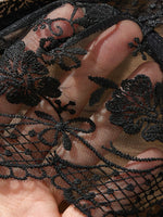 Women Floral Lace Bodysuit Black Sheer Mesh One Piece Lingerie Sexy V Neck Spaghetti Strap Teddy Bodysuit Boudoir Sleepwear