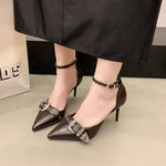 Pointed Toe Pumps WomenShoes Fashion Luxuy Footwear Female Ankle Strap Shoes Ladies High Heels Sandals 2025