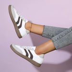 2026 New Vintage Training Flats Women Fashion Stripe Lace-Up German Training Shoes Woman Comfort Soft Flat Heel Sport Sneakers