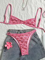 XS - XL Flowers Printed High Leg Cut Bikini Female Swimsuit Women Swimwear Two-pieces Bikini set Bather Bathing Suit Swim Lady