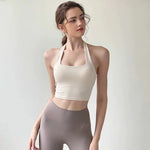 Women's Yoga Sports Bra Sexy Neckband Chest Cushion Beautiful Back Fashionable Pleat Gathering Sports Bra for Fitness