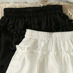 Summer Kawaii White Ruflles Skirt Women Fashion Slim Fit Mini Skirts Giris Y2k All Match Elastic High Waist Black