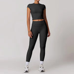 Yoga Set 2PCS Women Tracksuit Nude Feeling Workout Sets Gym Clothes Push Up Fitness Running Sportwear Sport Bra Leggings Suit