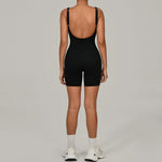 Padded Sports Jumpsuit Short Women Yoga Sets Gym Bodysuits Sexy Backless Fitness Jumpsuits Female Push Up Workout Overalls