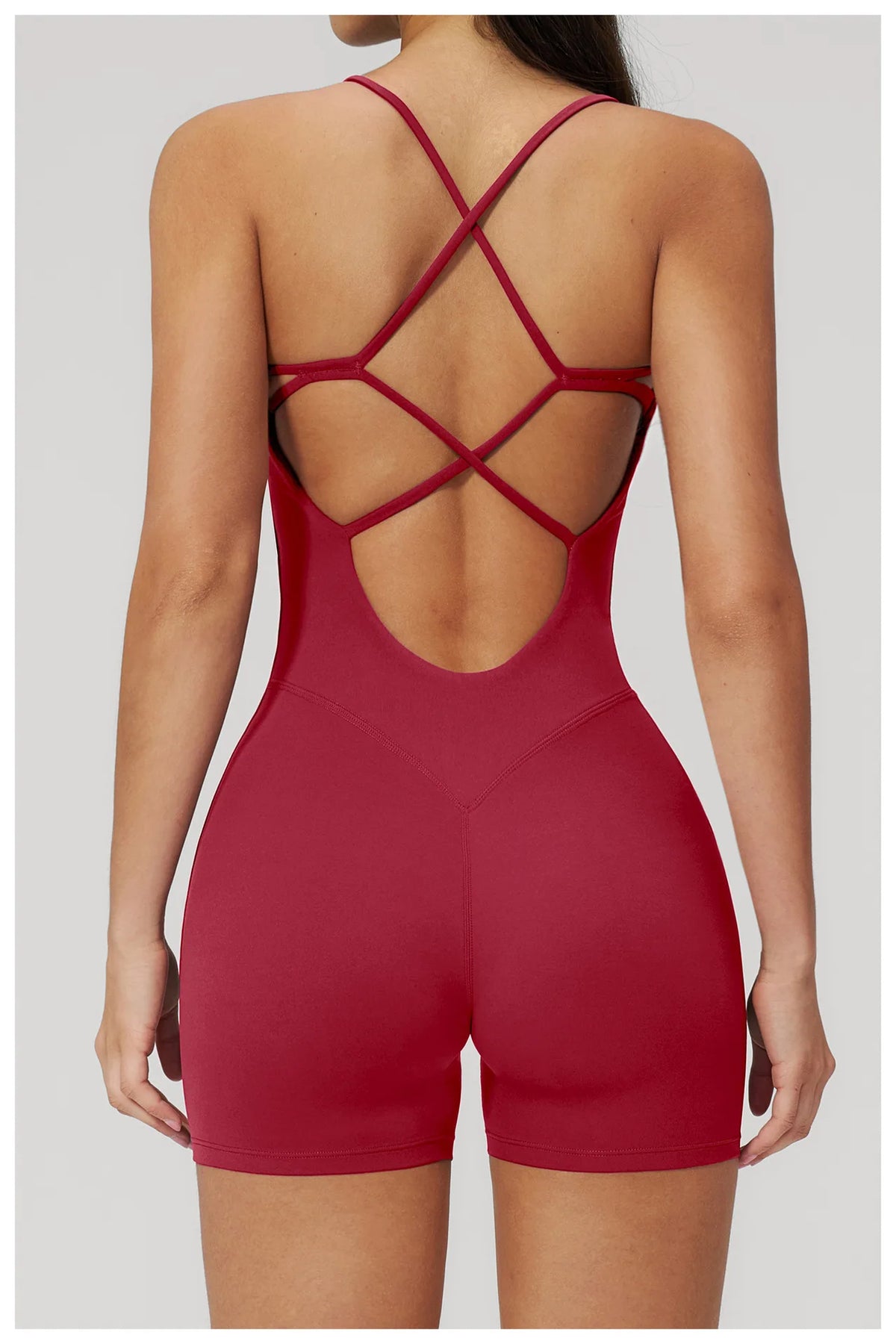 Summer New Hollow Open Back Criss Cross Yoga Jumpsuit Women Outdoor Solid Sleeveless Hip Lifting Pleate Sports Fitness Suits