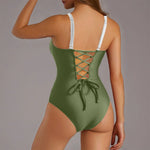 Black One Piece Swimsuit Women Swimwear 2026 New Solid Lace Up Bodysuit Monokini Sexy Slim Thong Brazilian Beach Bathing Suit XL
