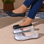Women Tabi Split Toe Woven Embossed Ballet Flats Slip On Faux Leather Lightweight Casual Daily Walking Flat Shoes